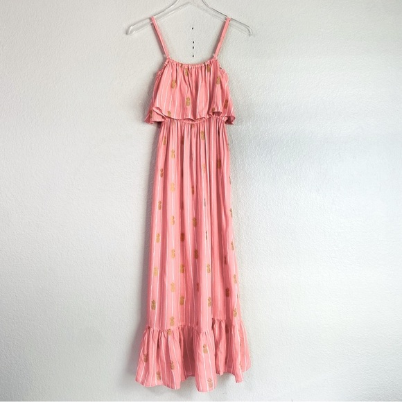 Angels By The Sea Moana Pineapple Coral Maxi Dress Size S/M - Picture 2 of 7